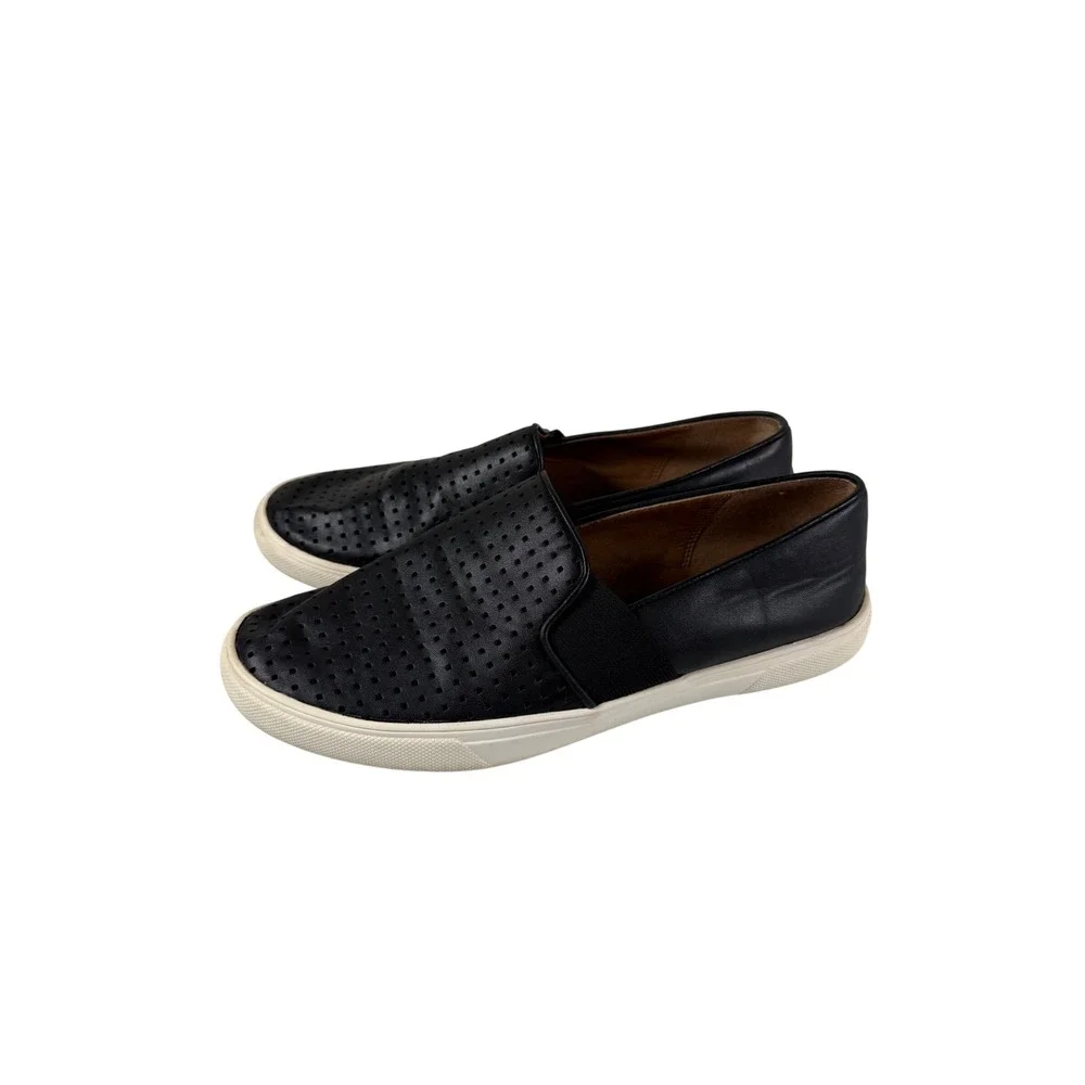 Susina Womens 7M Slip On Sneakers Black Perforated Leather Casual Minimalist‎